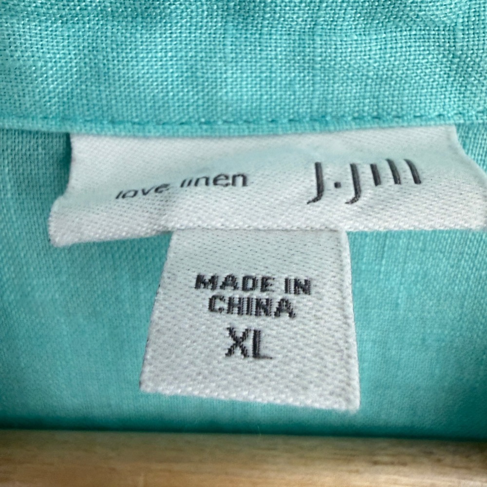 J.‎ Jill Love Linen Turquoise Aqua 100% Linen Button Down Tunic Top Womens XL - Picture 6 of 10